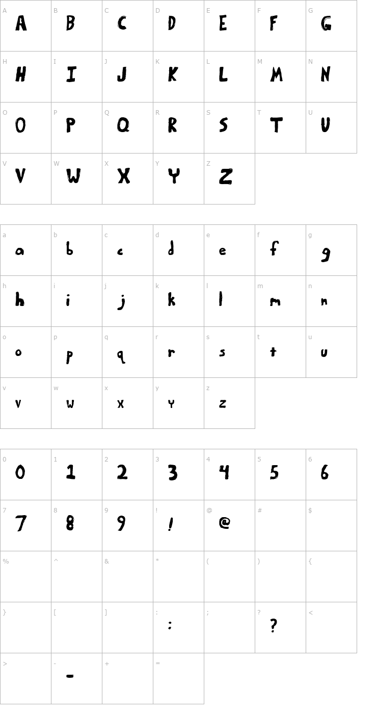 Character Map Bumpy Road Font