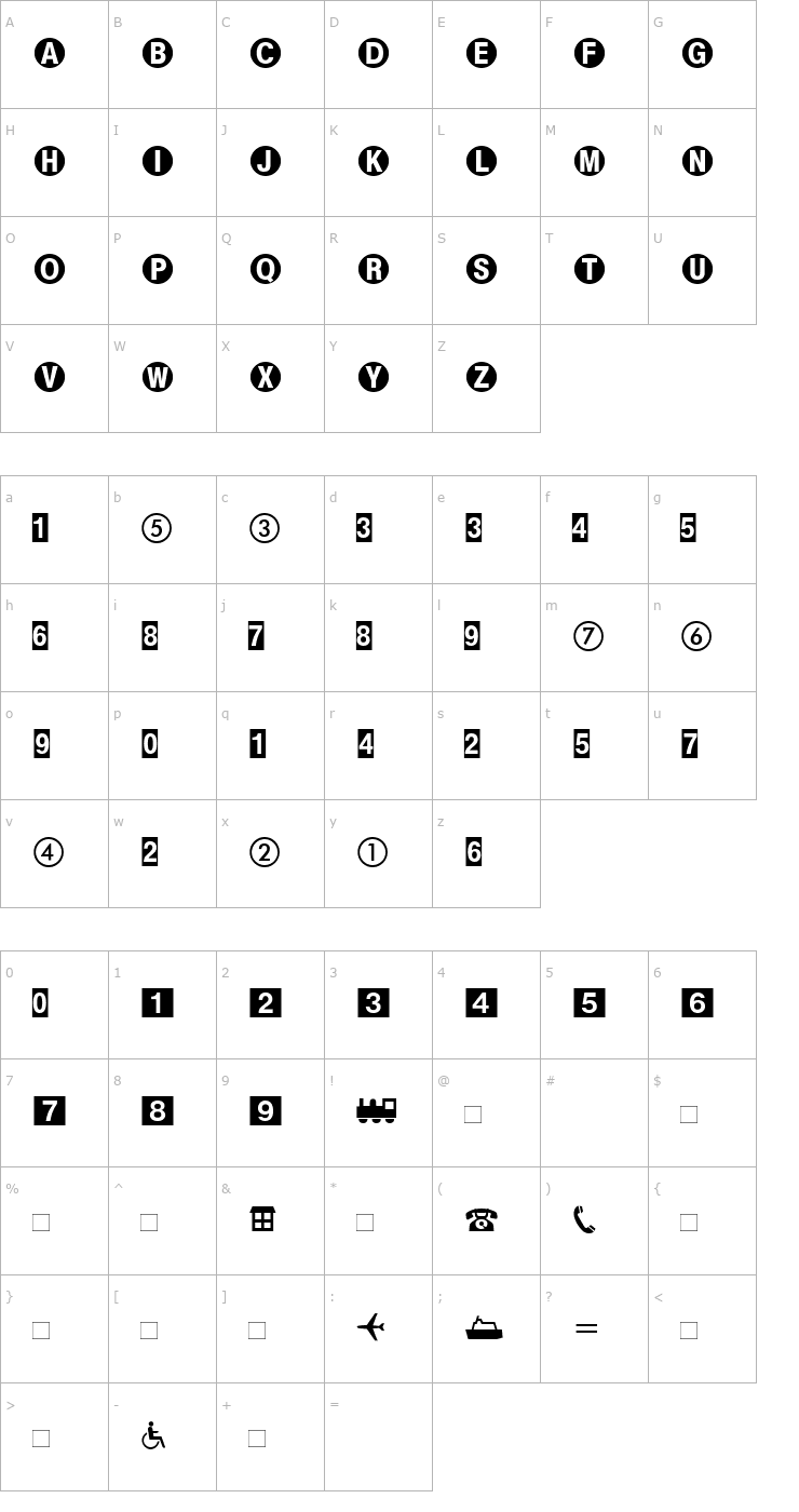 Character Map BundesbahnPi1 Font