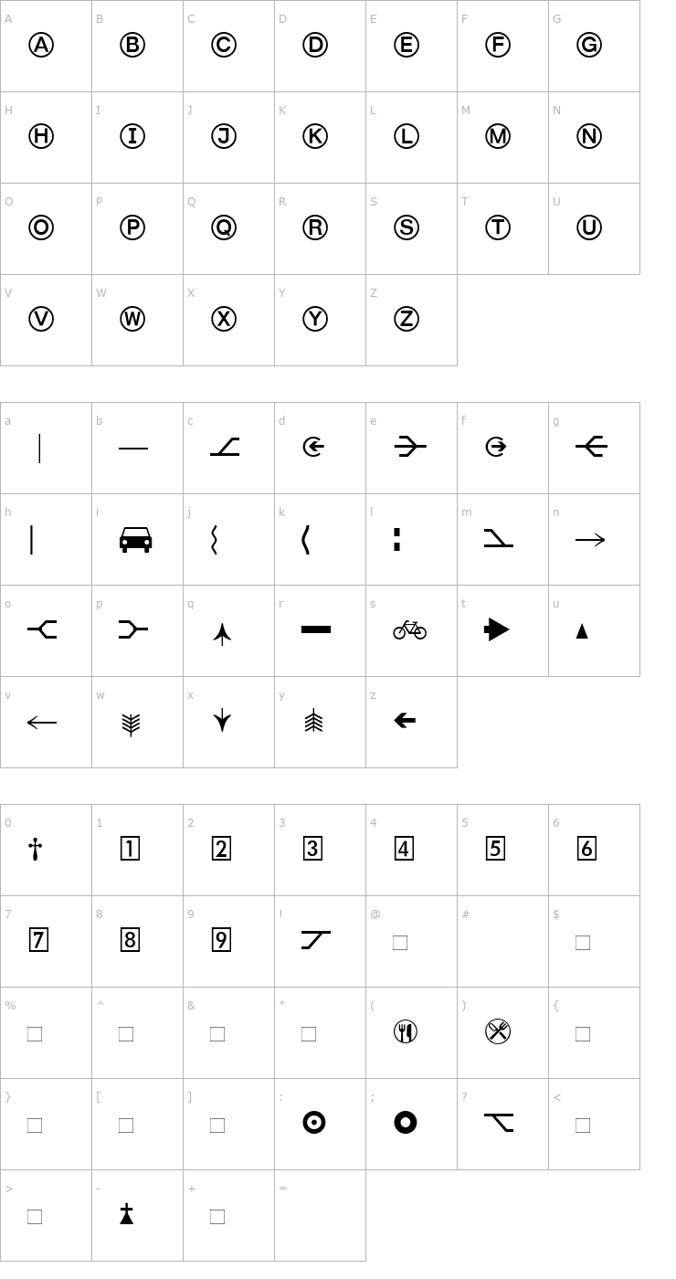 Character Map BundesbahnPi3 Font