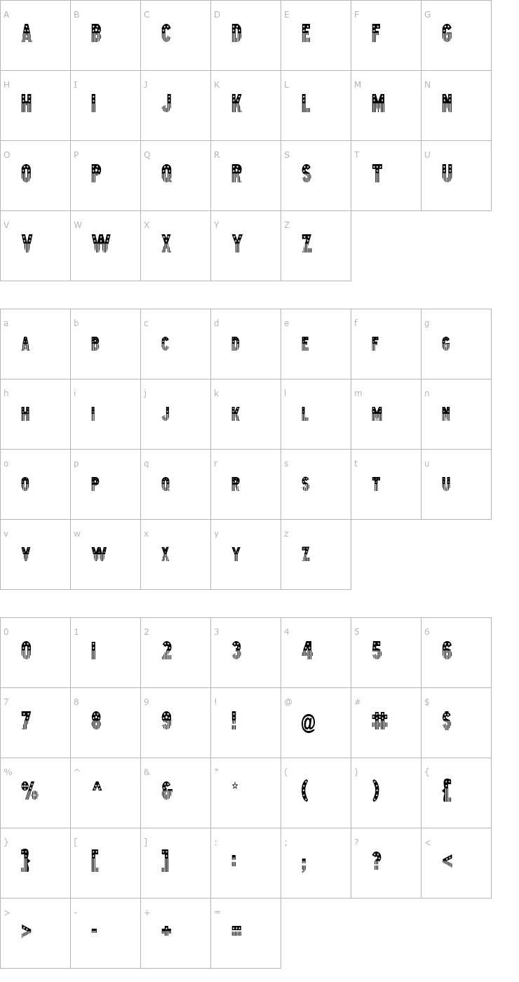 Character Map Bunting 2-Condensed Normal Font