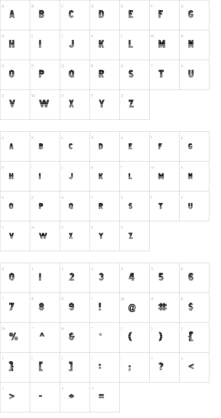 Character Map Bunting 2 Normal Font