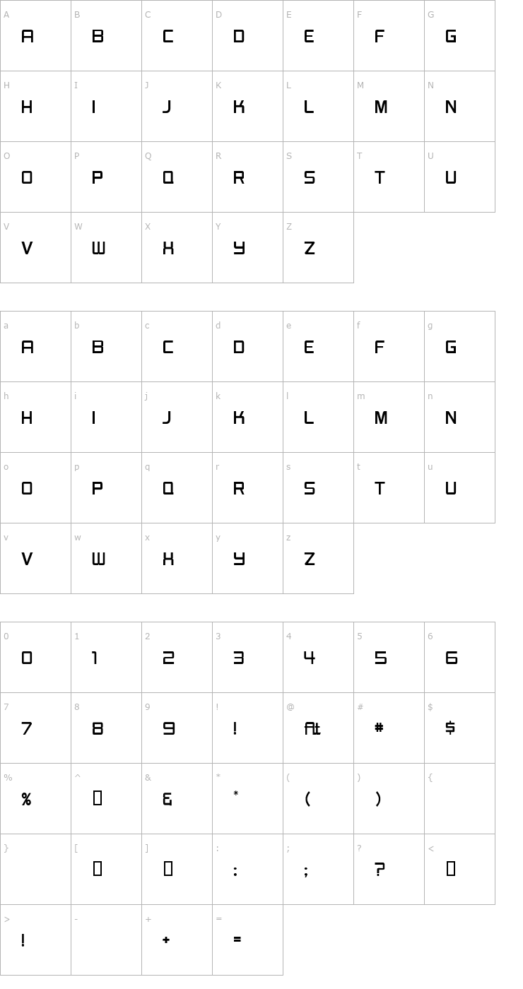 Character Map Burger Joint JL Font