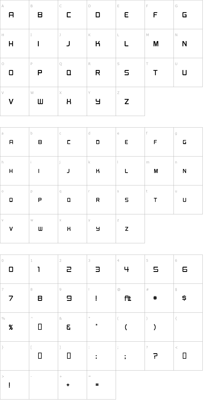 Character Map Burger Joint Small Caps JL Font