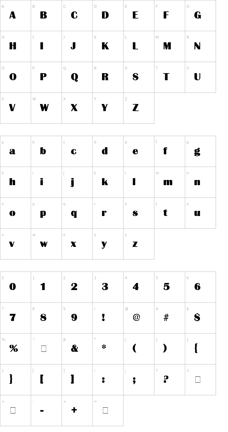 Character Map Burin Display SSi Font