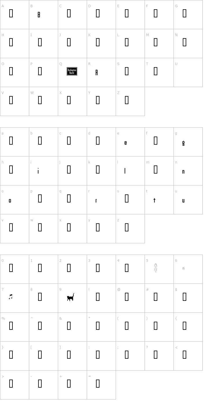 Character Map Burlington Font