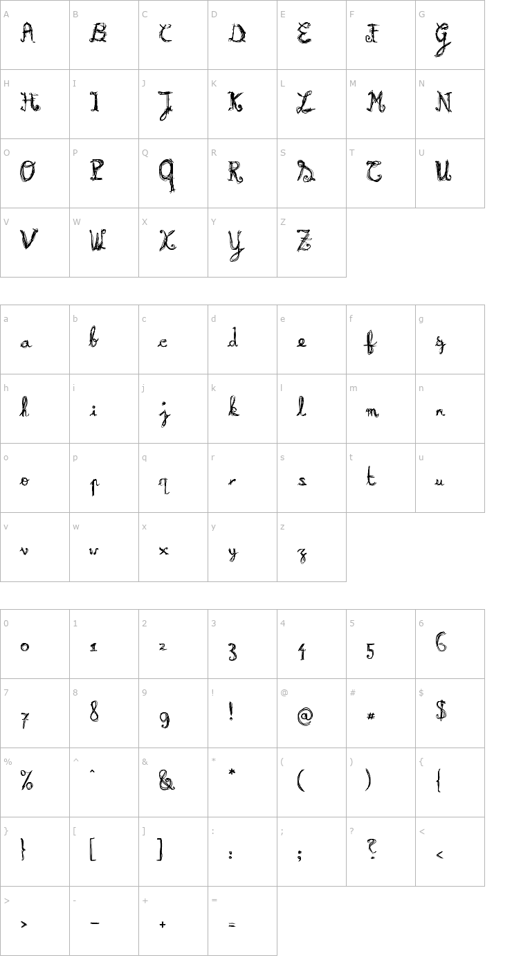 Character Map Burning Normal Font