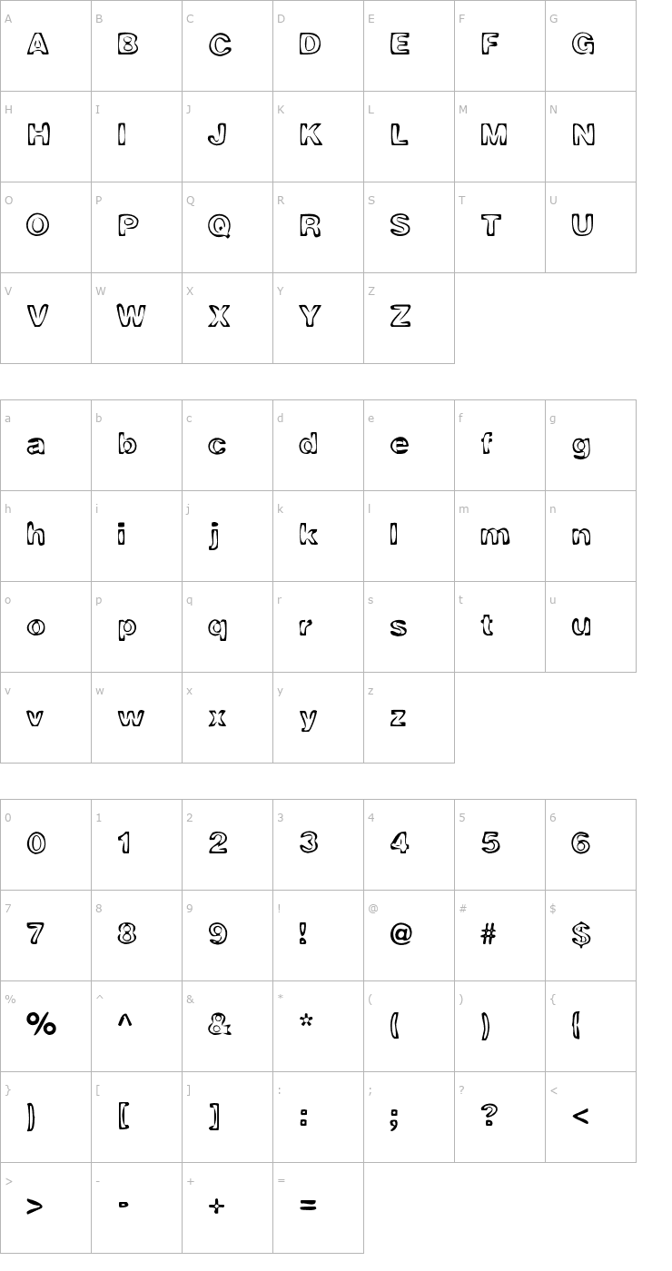 Character Map BurnOut Font