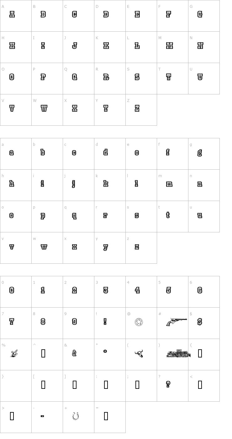 Character Map Burris Ghost Town Font