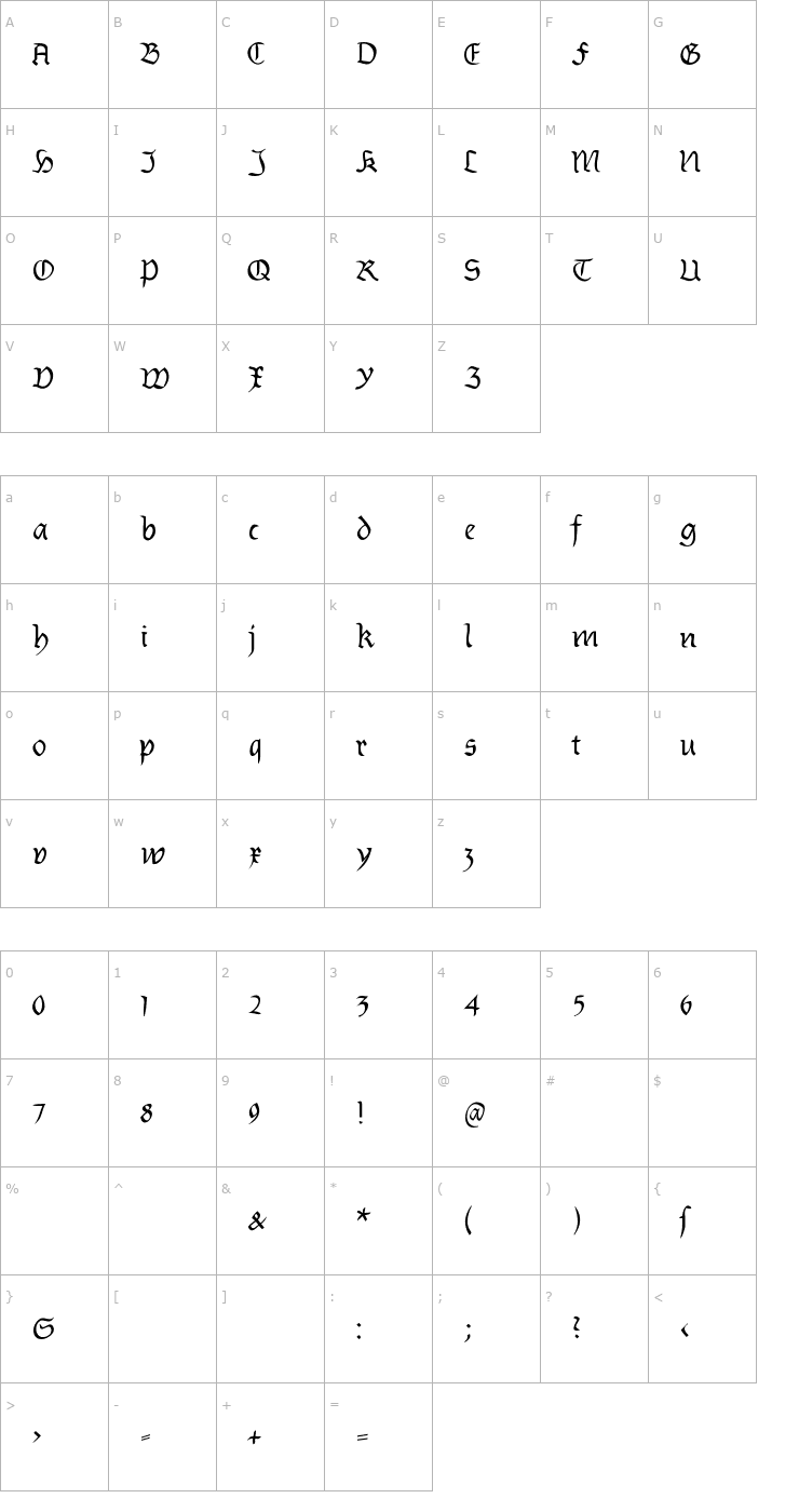 Character Map Burtinomatic Font