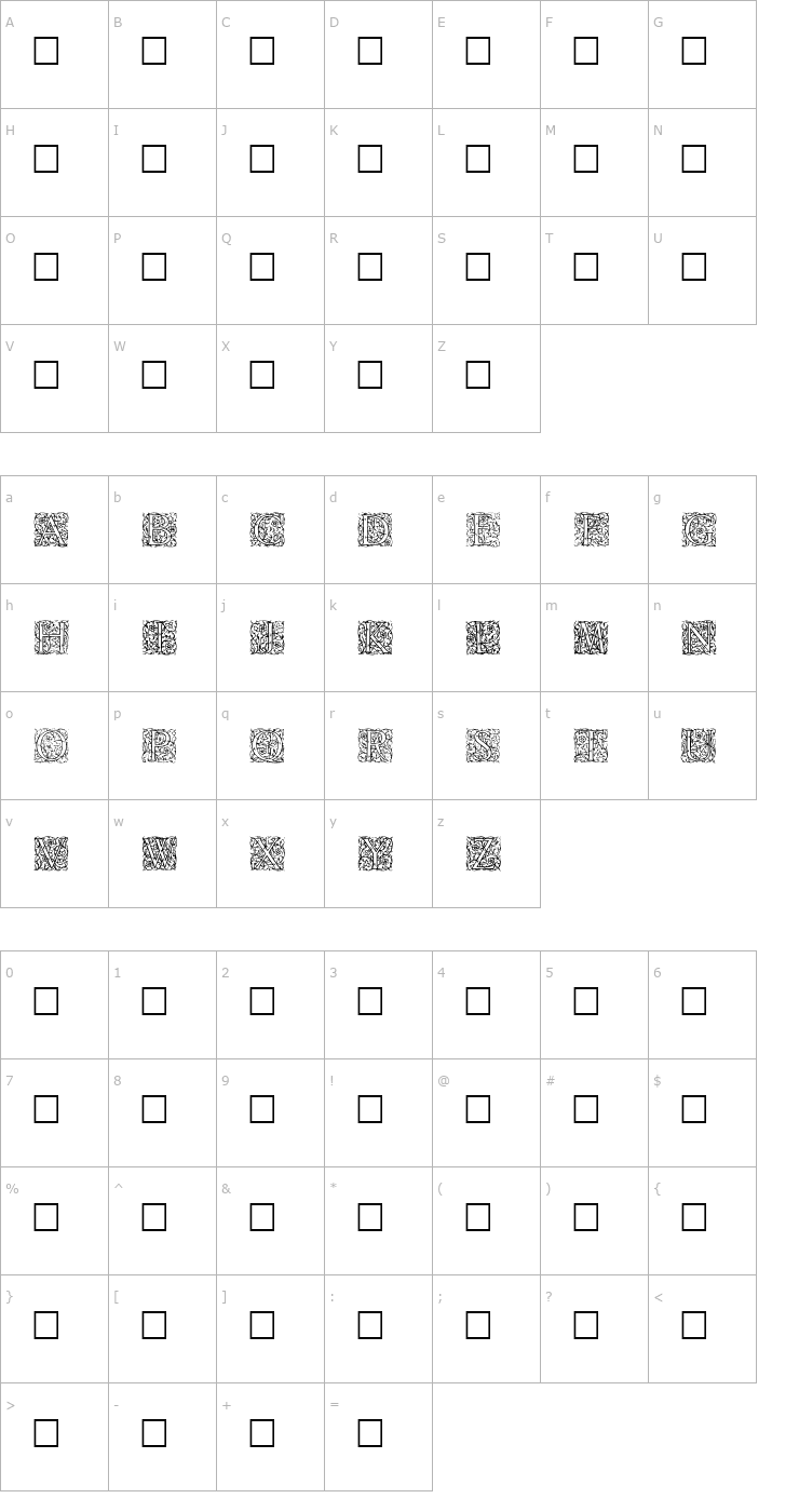 Character Map Burton Font
