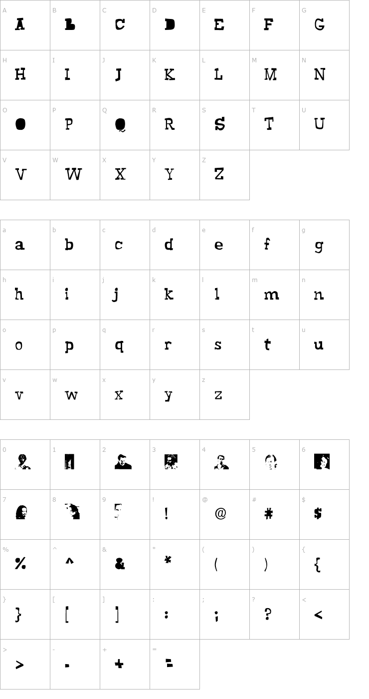 Character Map Buscemi Font