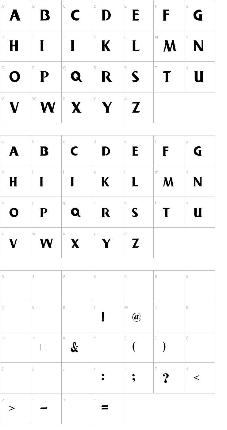 Character Map BuschGardenz Font