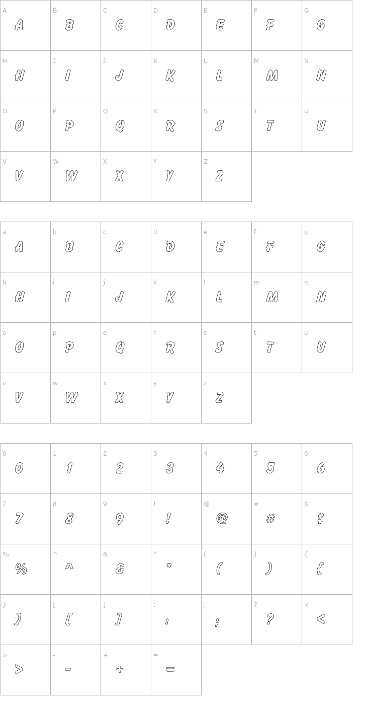 Character Map Bush Font