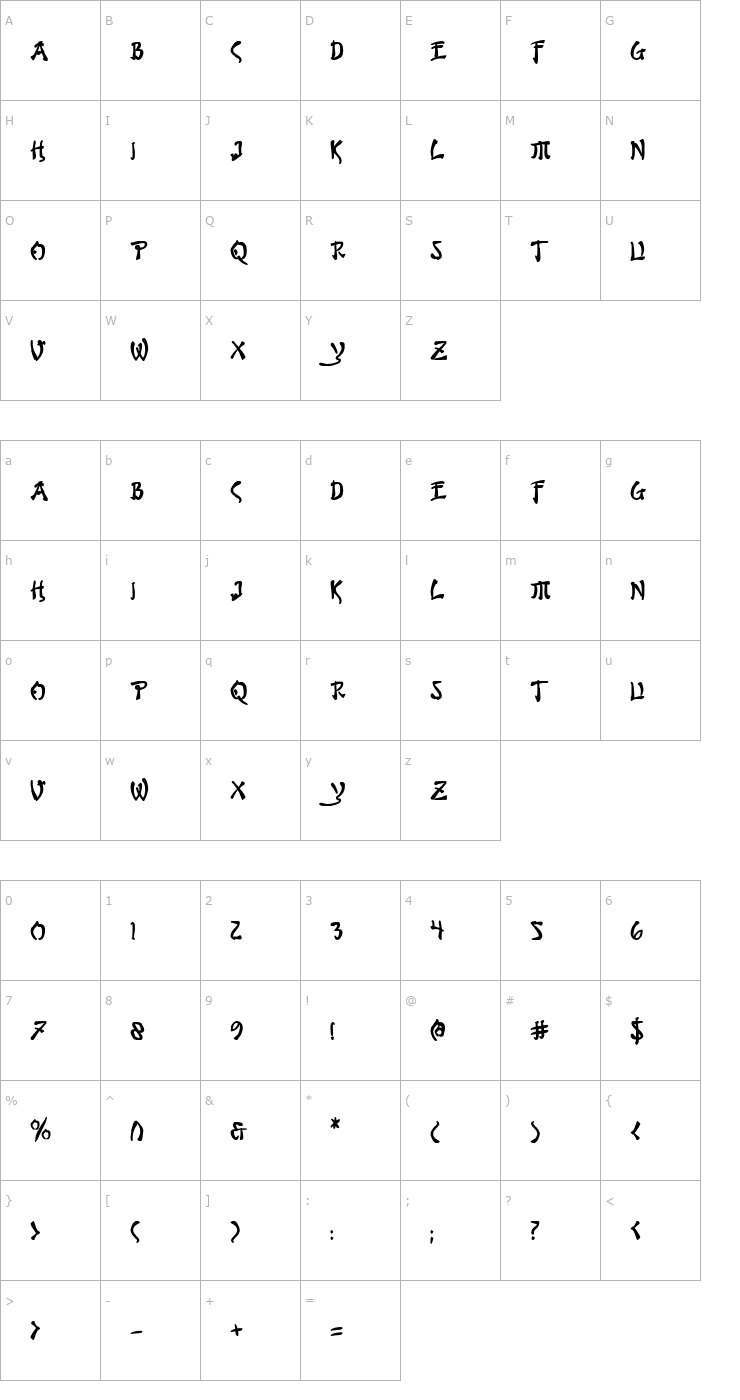 Character Map Bushido Bold Font