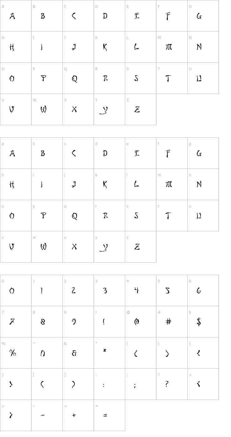 Character Map Bushido Font