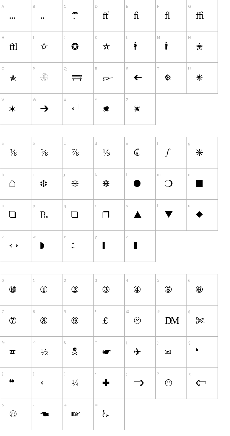 Character Map Business1 Font