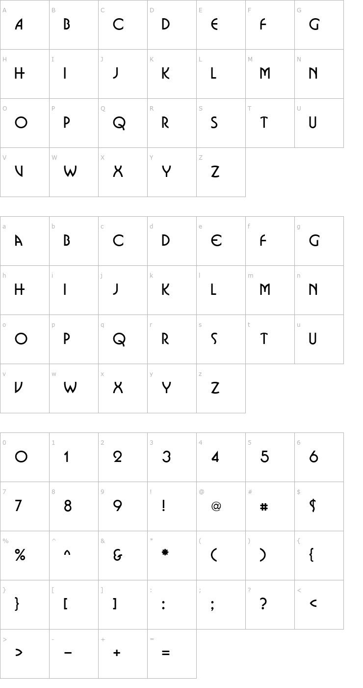 Character Map Businko Font
