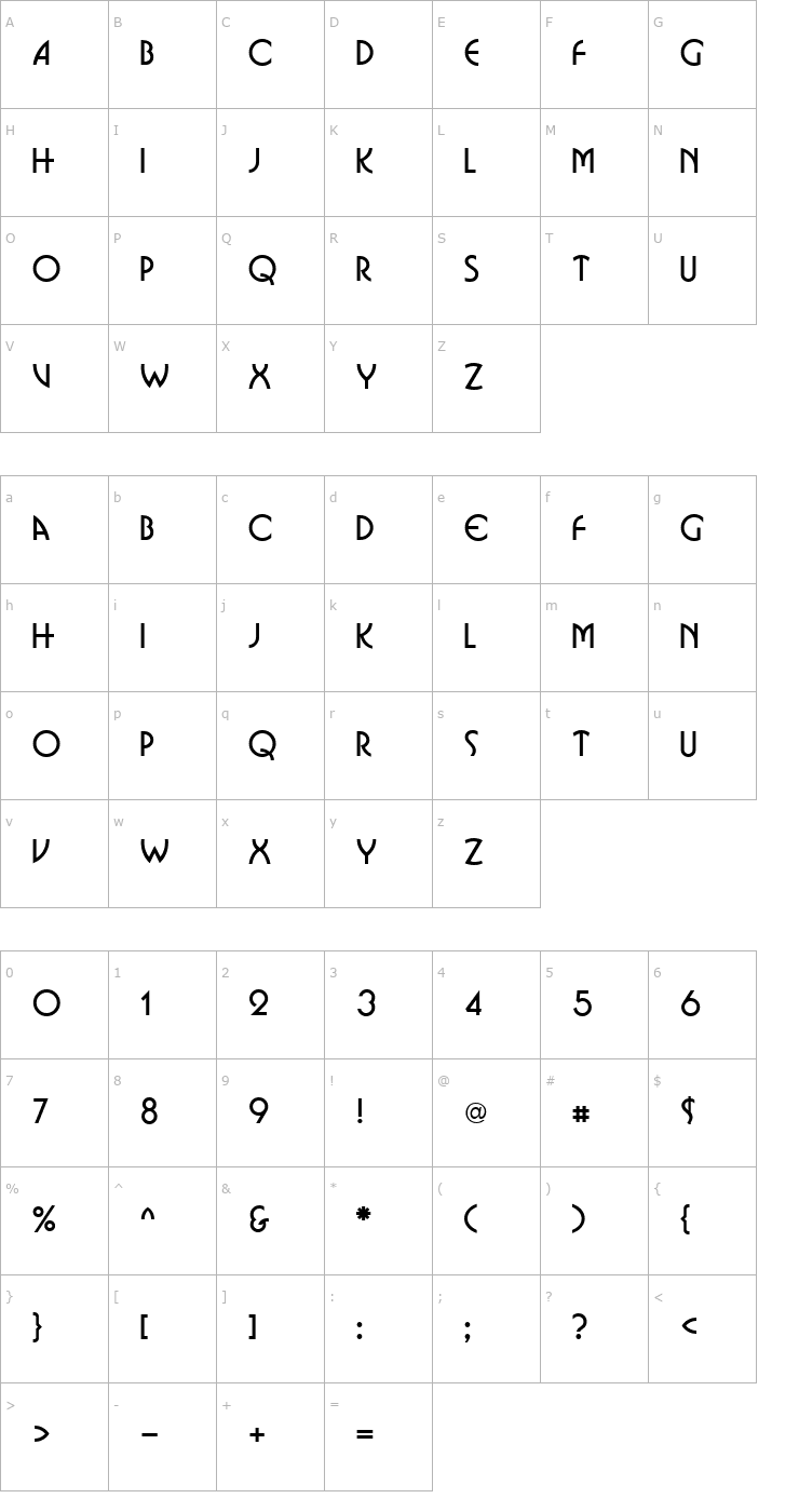 Character Map Businko Regular Font