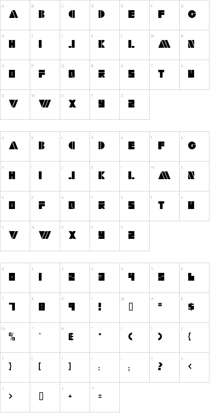 Character Map Butner Bold Font
