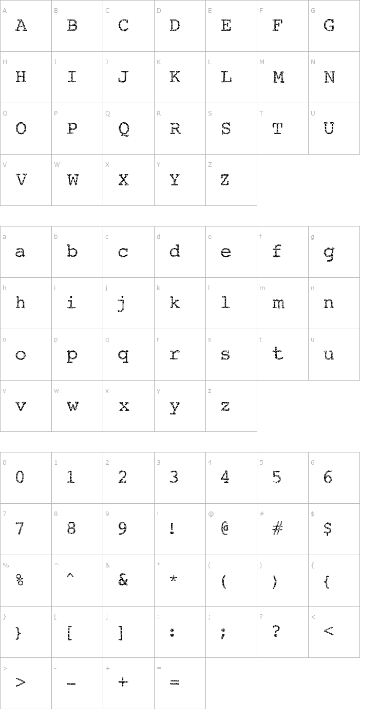 Character Map Buttzilla Font