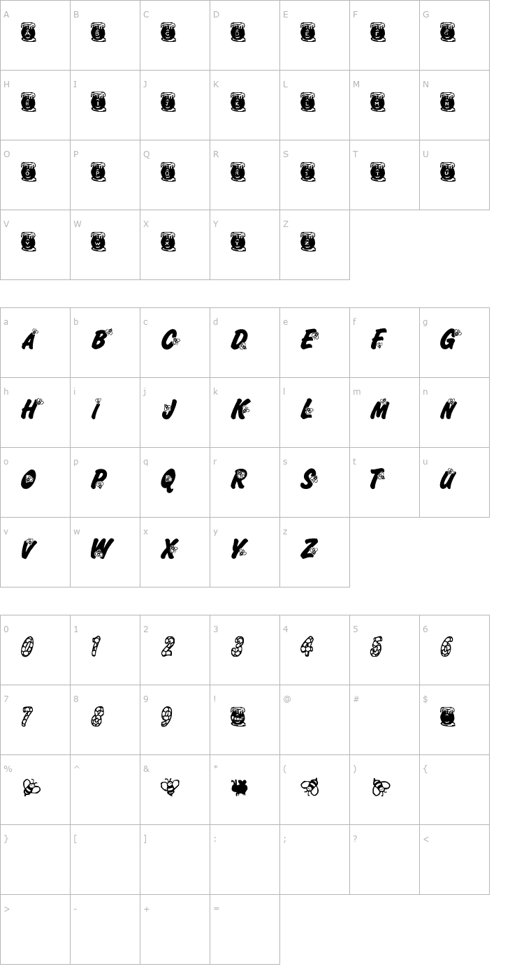 Character Map BuzzBuzzBuzz Font