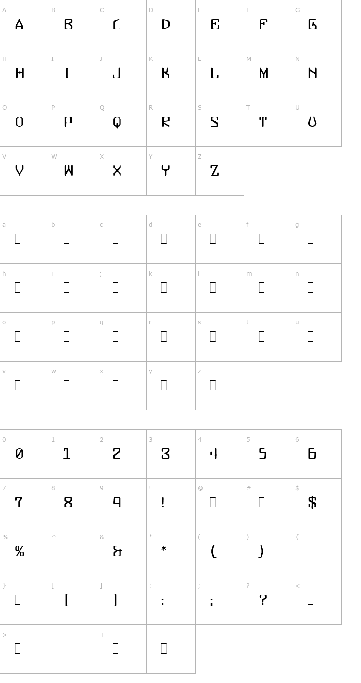 Character Map Buzzer Three Plain Font