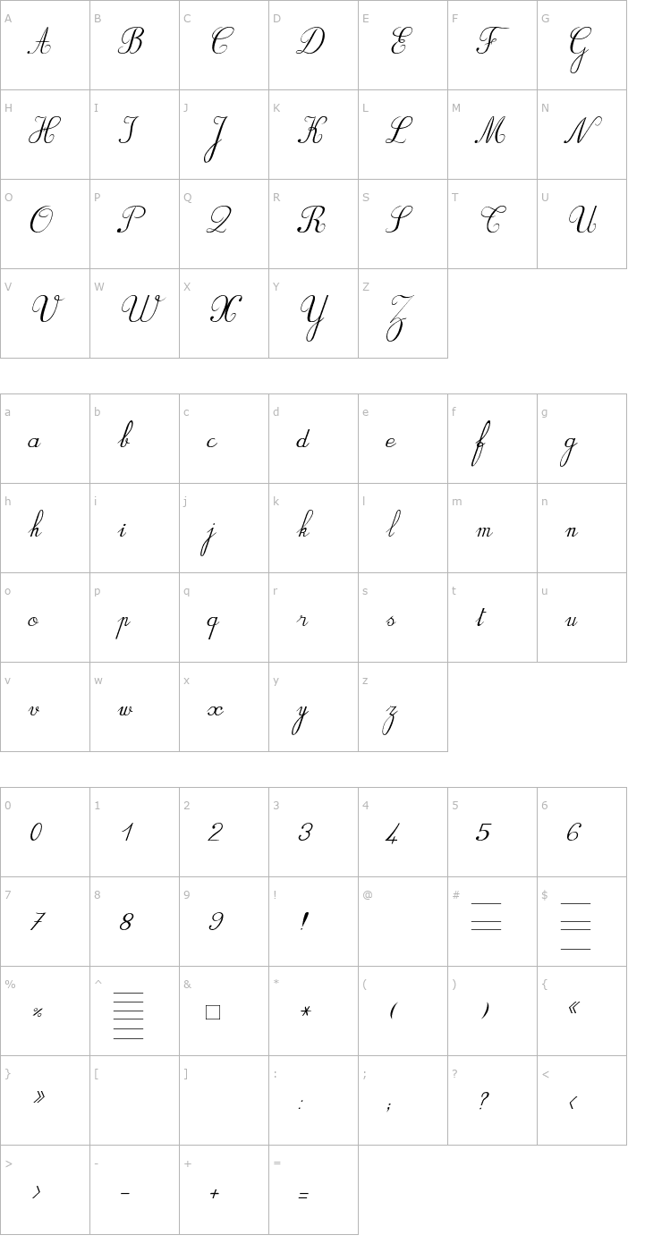 Character Map BV_Rondes_Ital Font