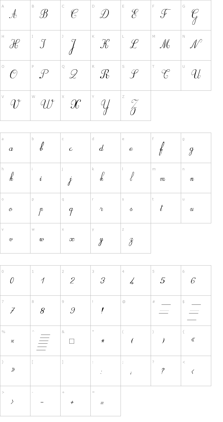 Character Map BV_Rondes2 ital Font