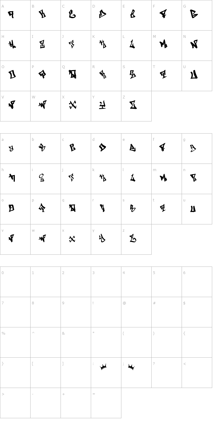 Character Map Bway Font