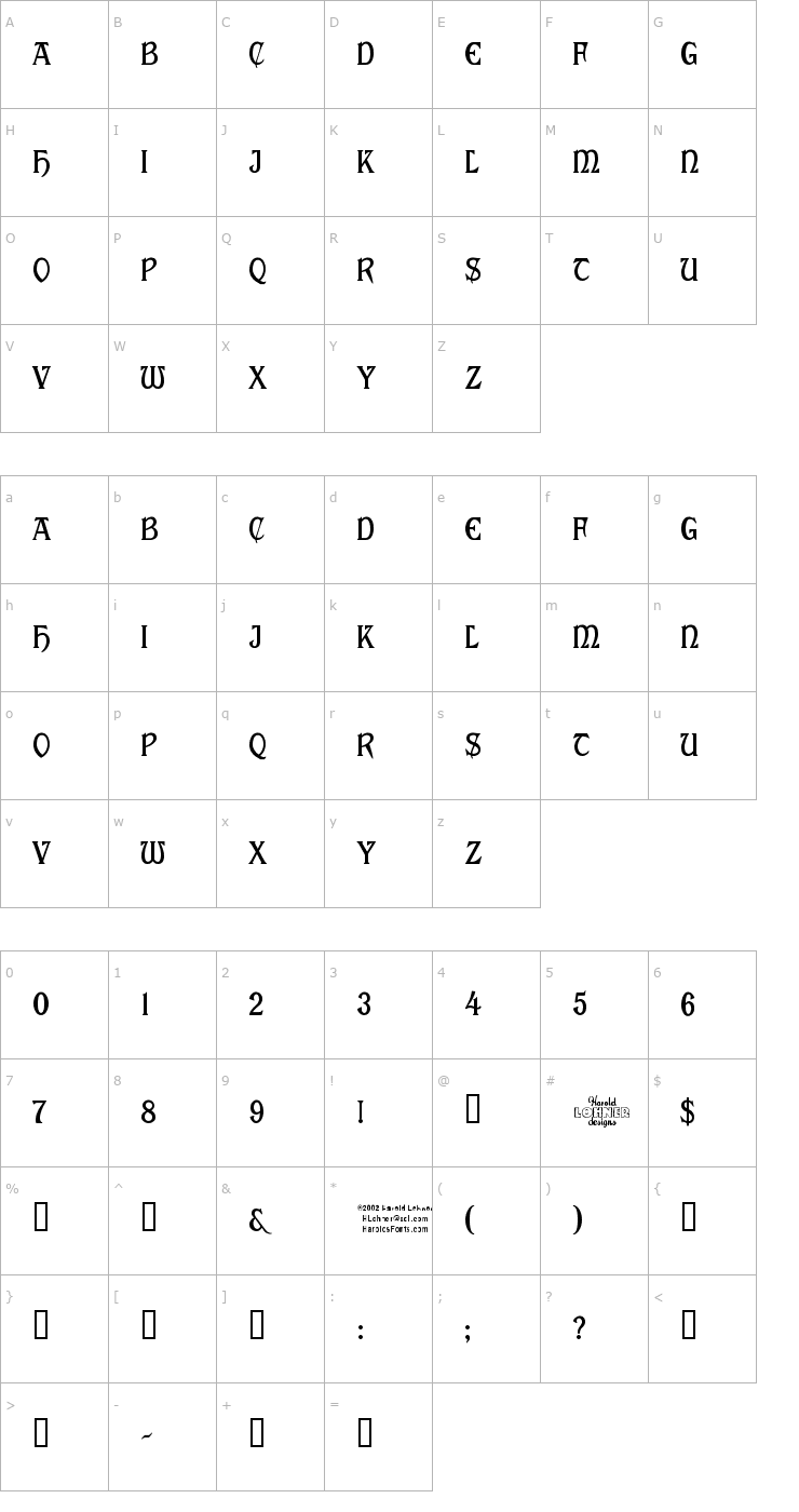 Character Map Cabaletta Font