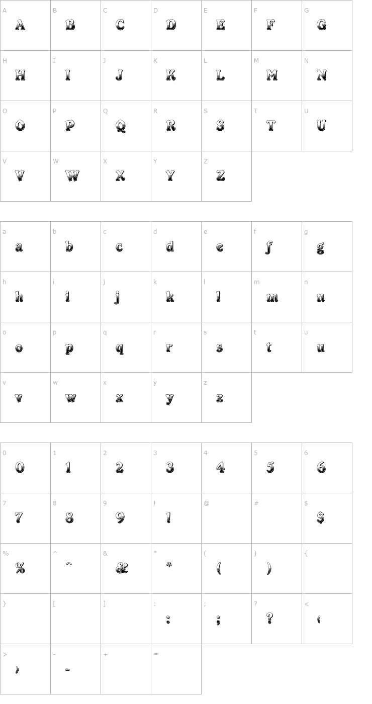 Character Map CabaretPlain Font