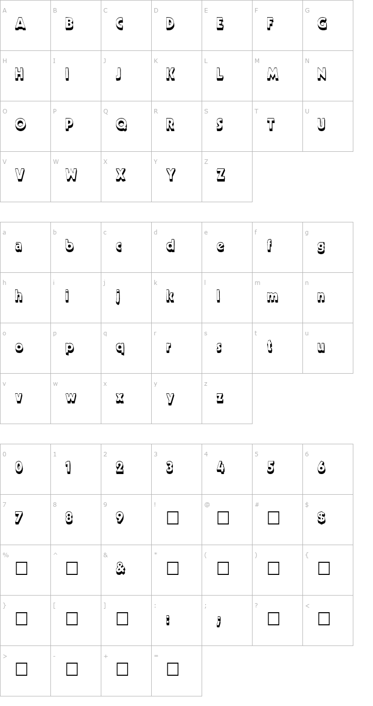 Character Map CableShaded Font