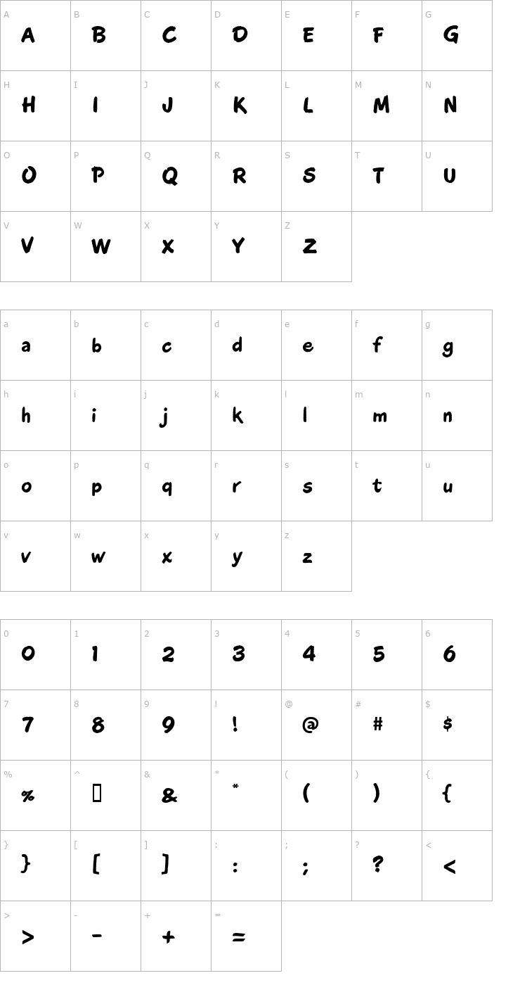 Character Map CAC Moose Font
