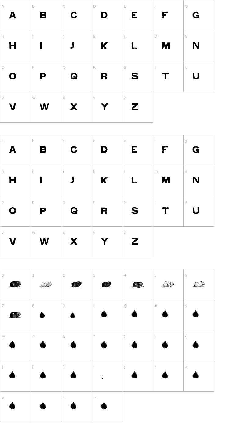 Character Map Cacavia01 Font