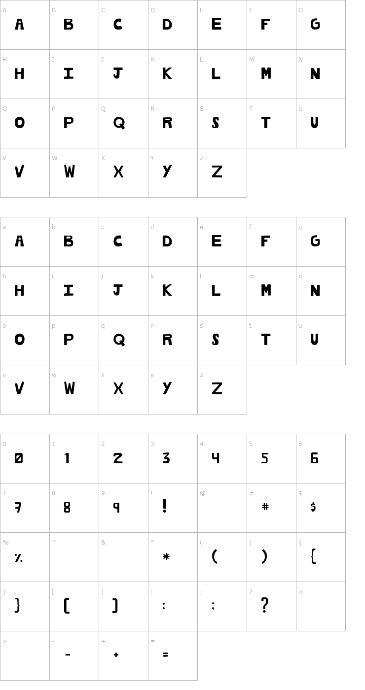 Character Map cachetona Font