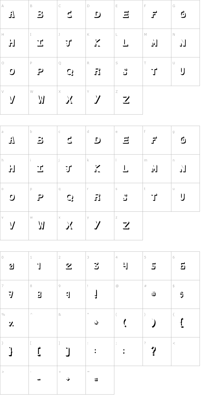 Character Map cachetona llena Font