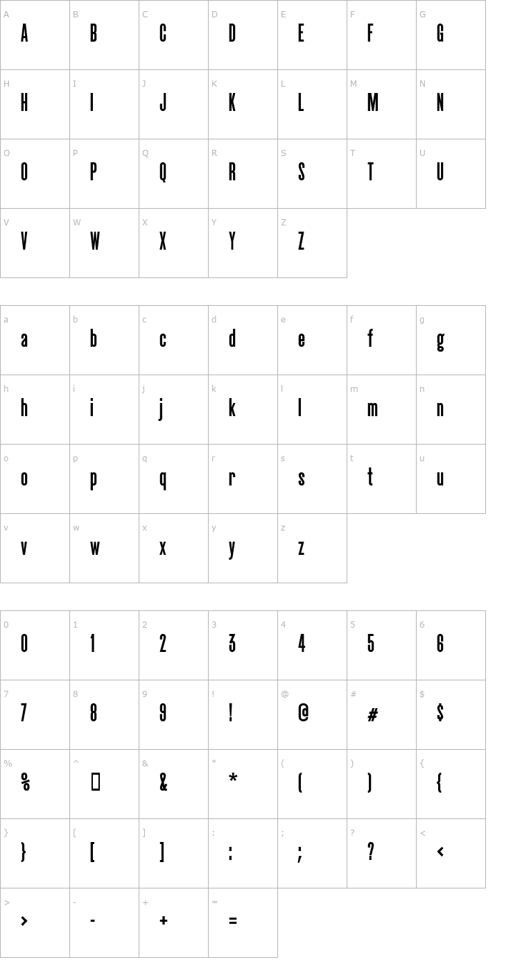Character Map Cactus Bold Font