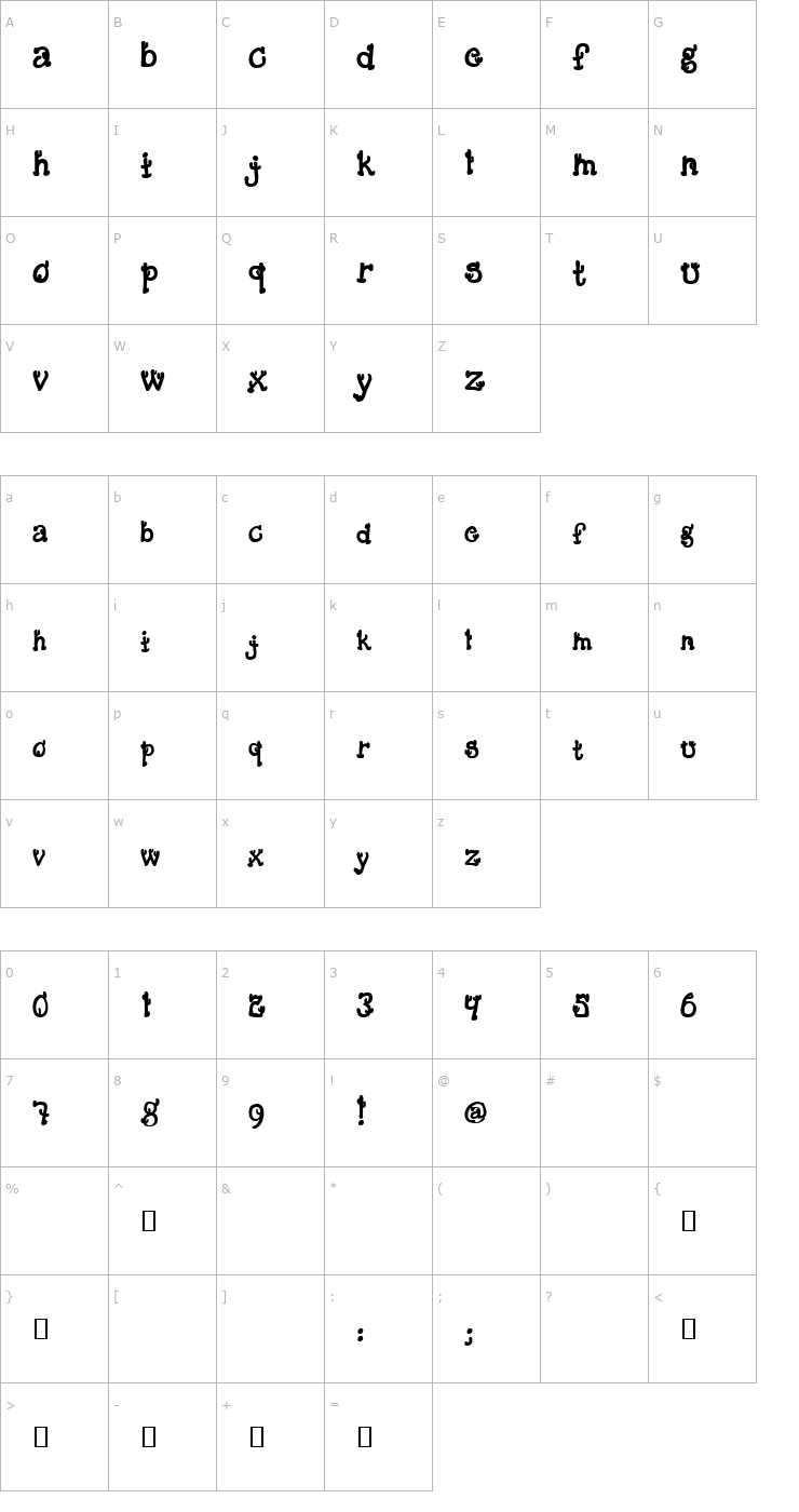Character Map Cactus Sandwich Fill FM Font