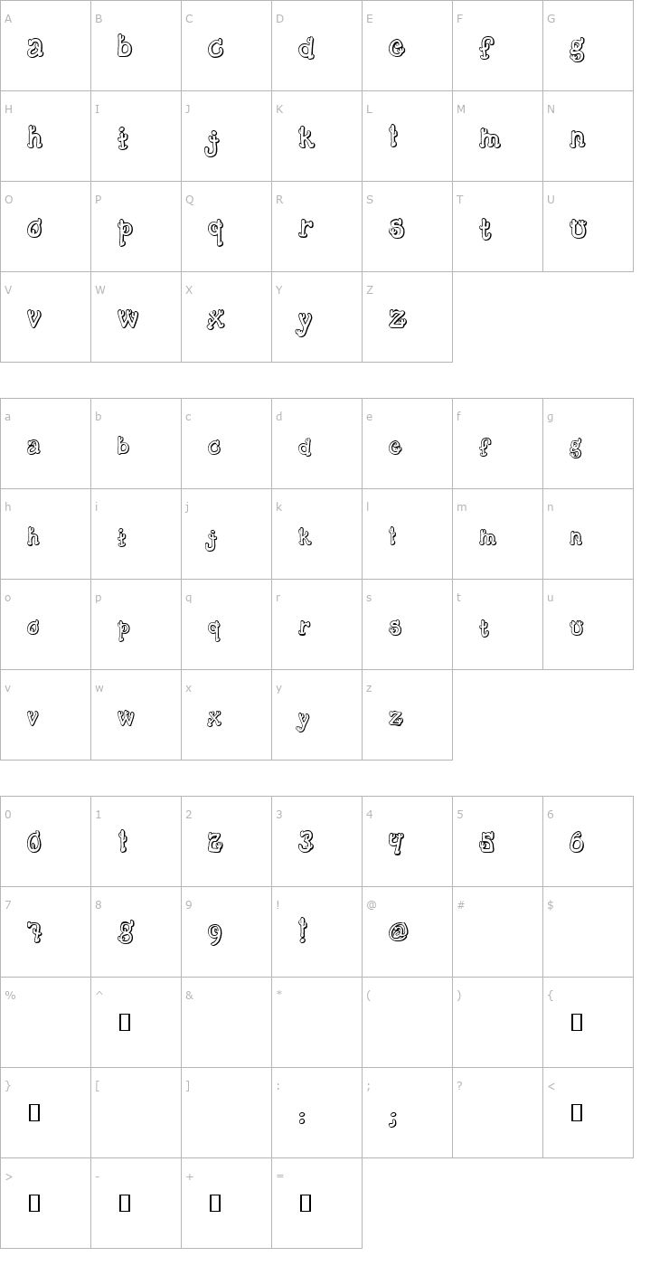 Character Map Cactus Sandwich Plain FM Font