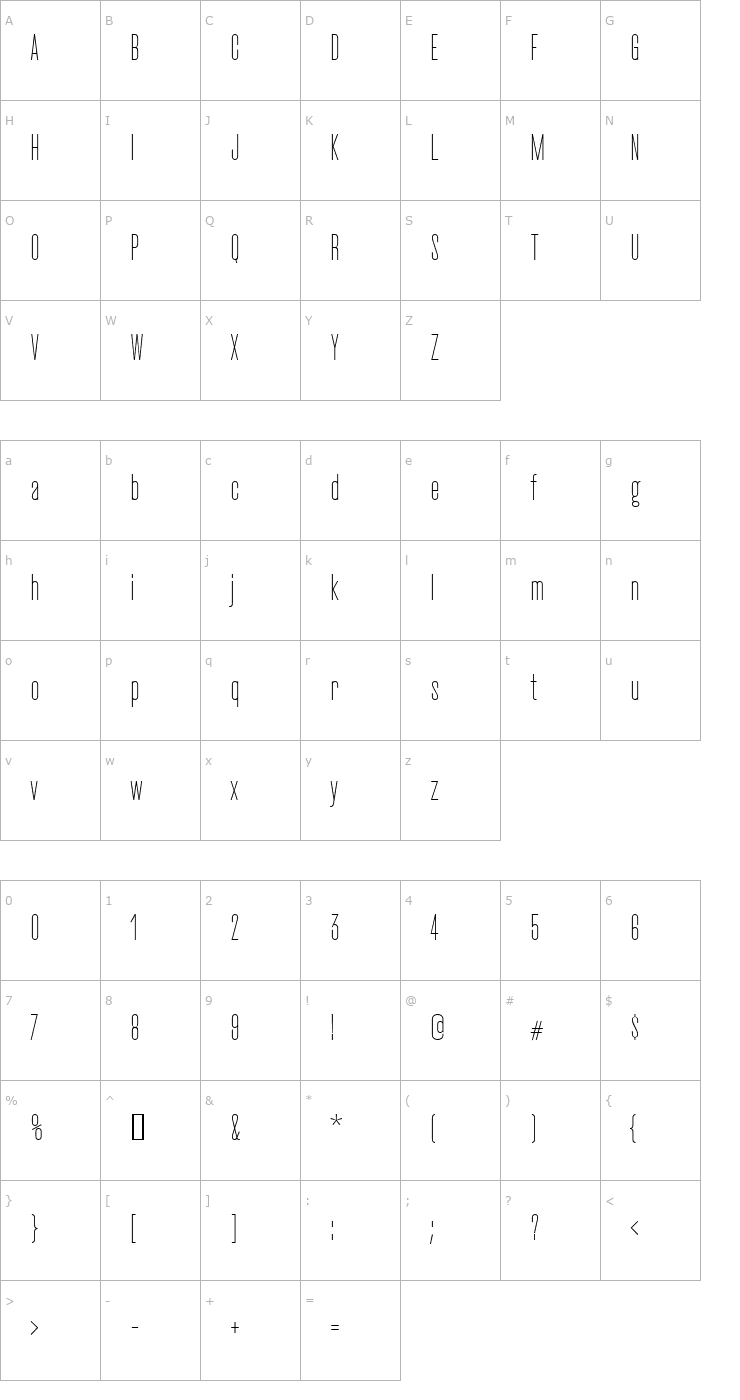 Character Map CactusLight Font