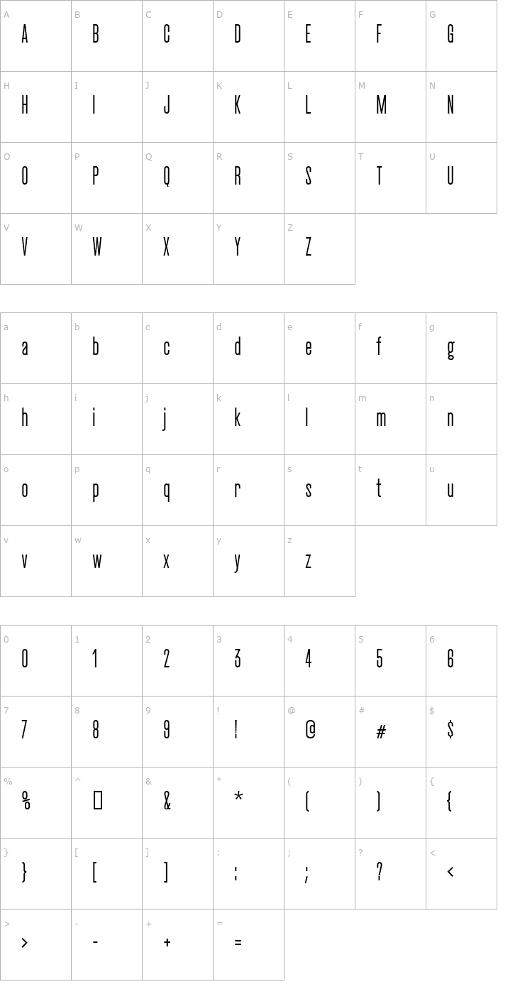 Character Map CactusMedium Font