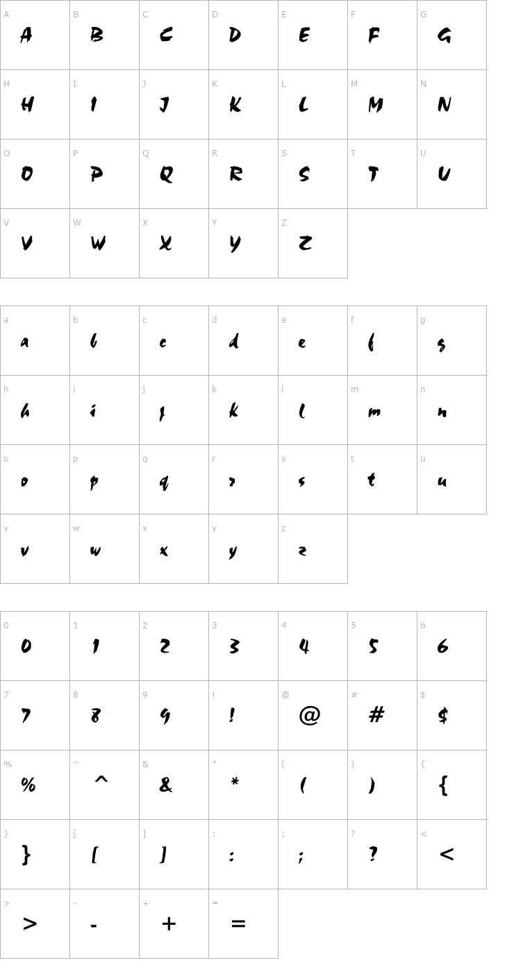 Character Map Cadellinis Font
