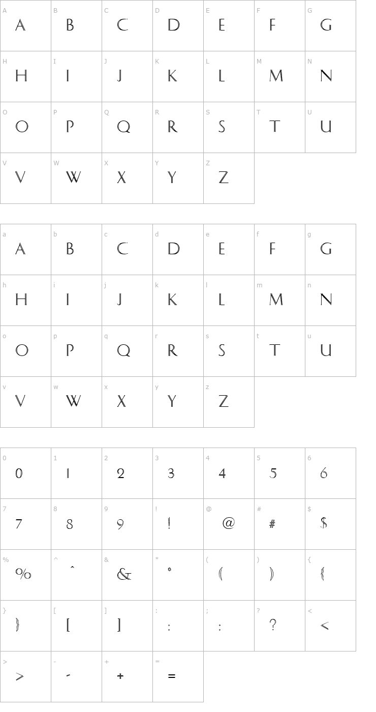 Character Map Caesar Font