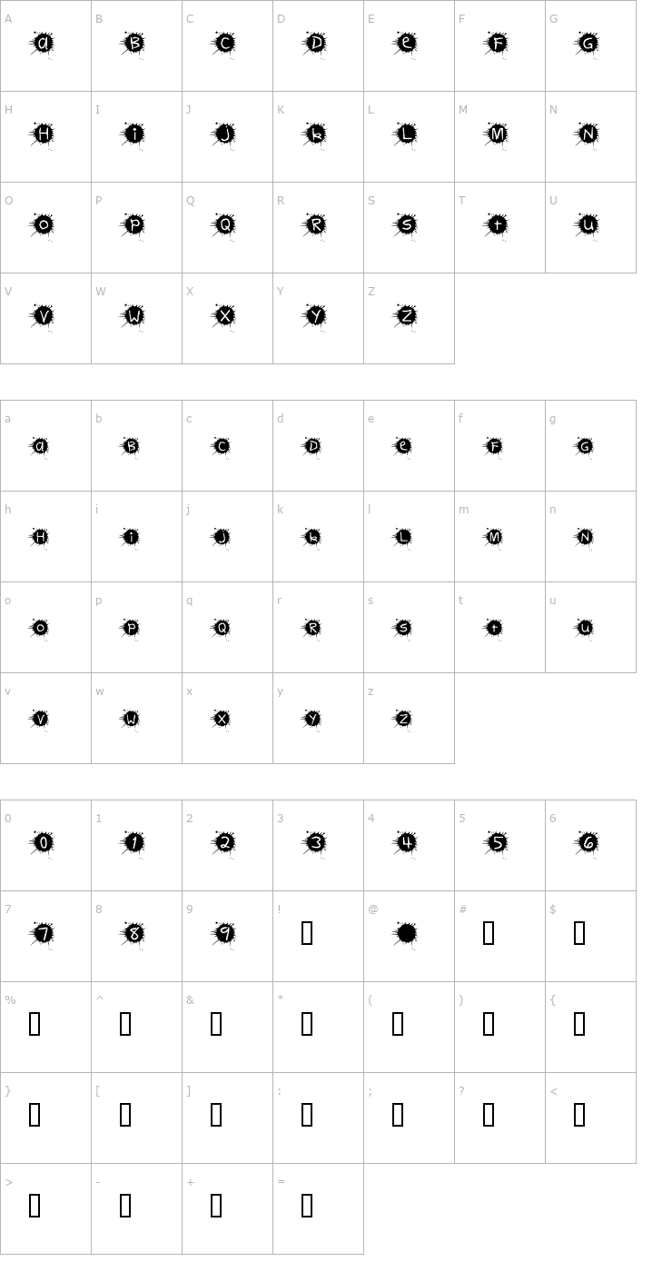 Character Map Cafe du Matin Font