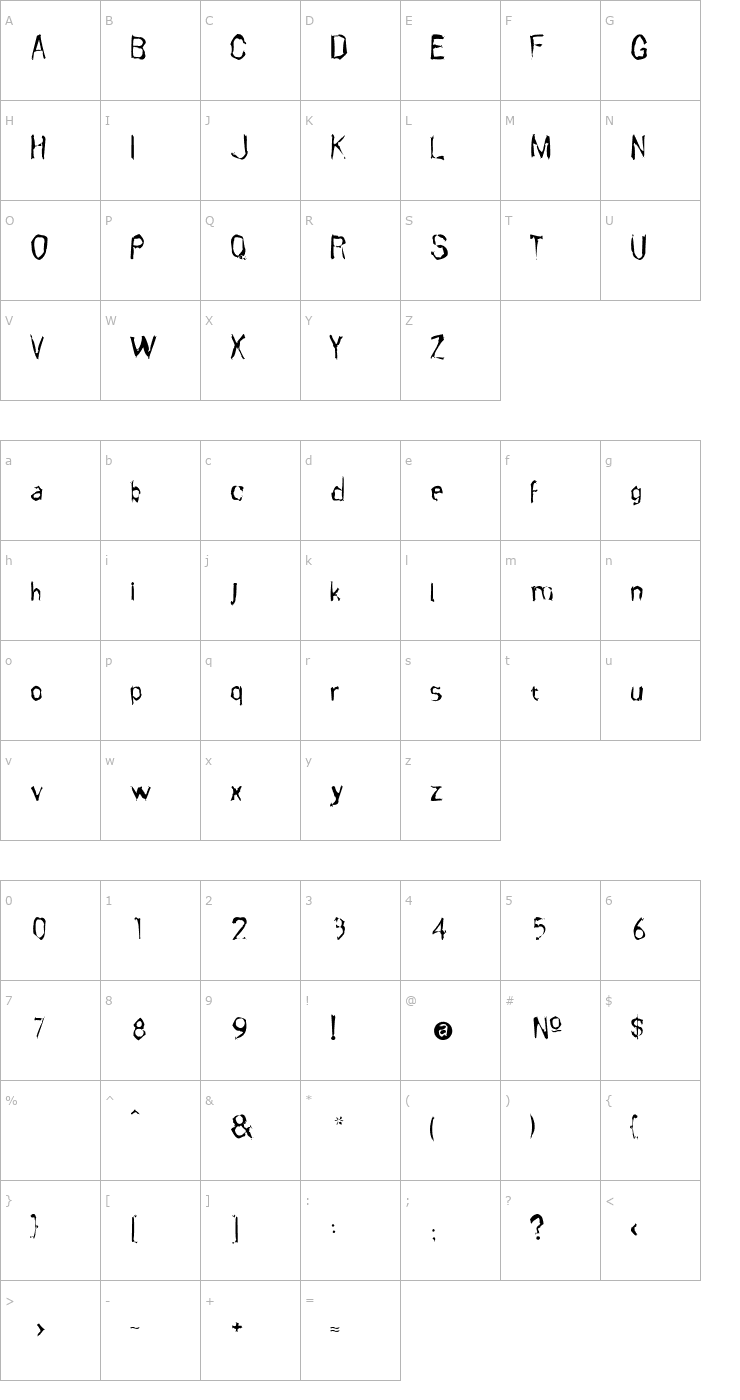Character Map CafNoir-Regular Font