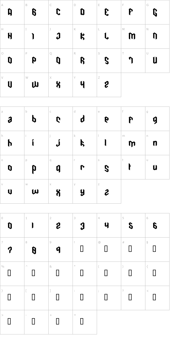 Character Map cain Font