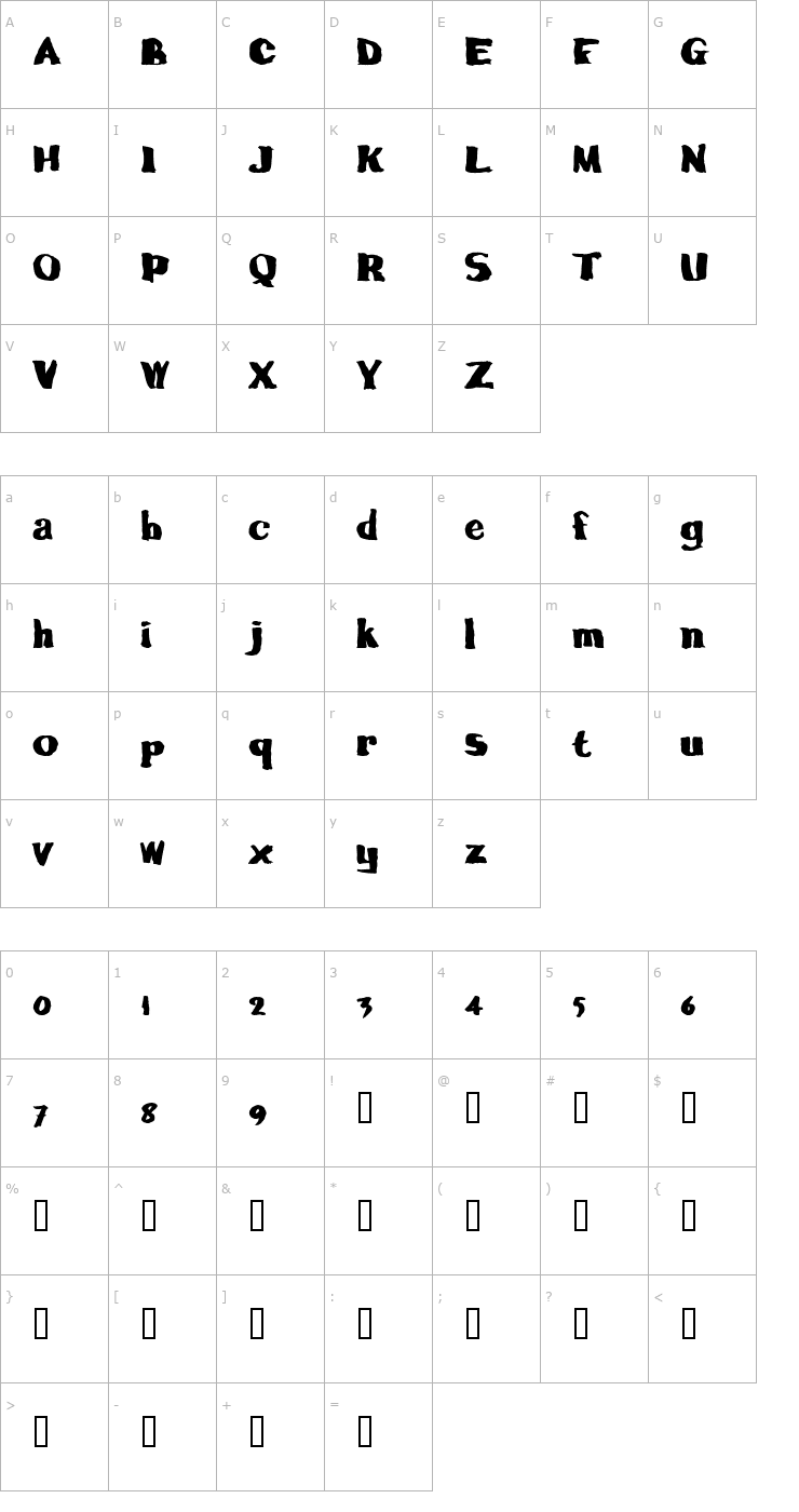 Character Map calamityJoe OTF Font