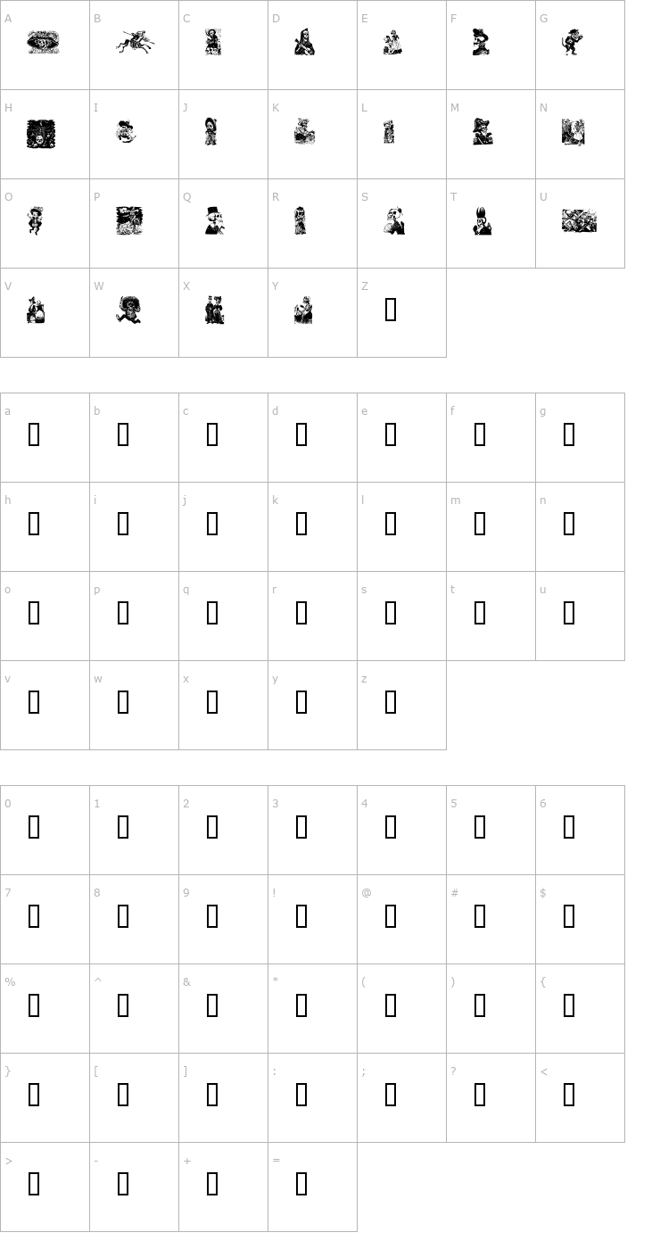 Character Map Calaveras Font