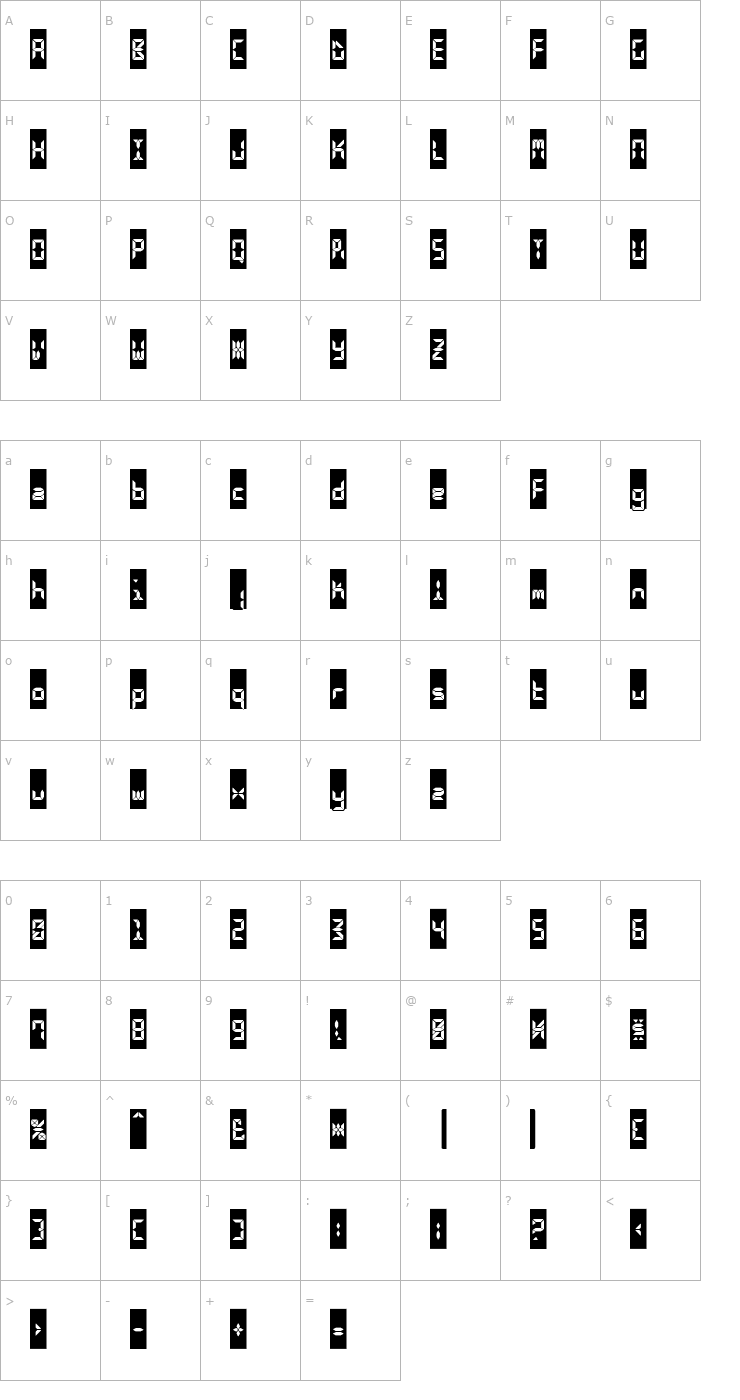 Character Map CalculusLCDCameo Font