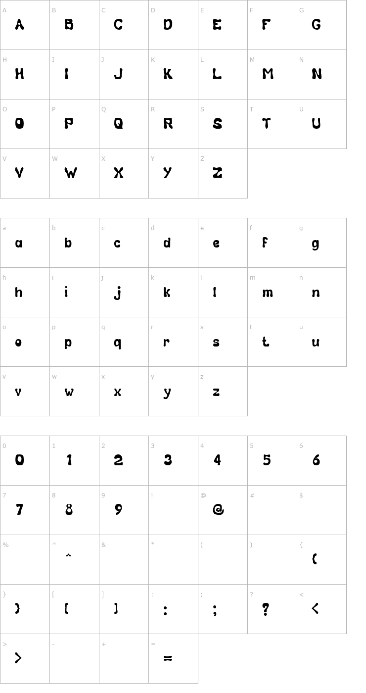Character Map Calebasse (Unregistered) Font